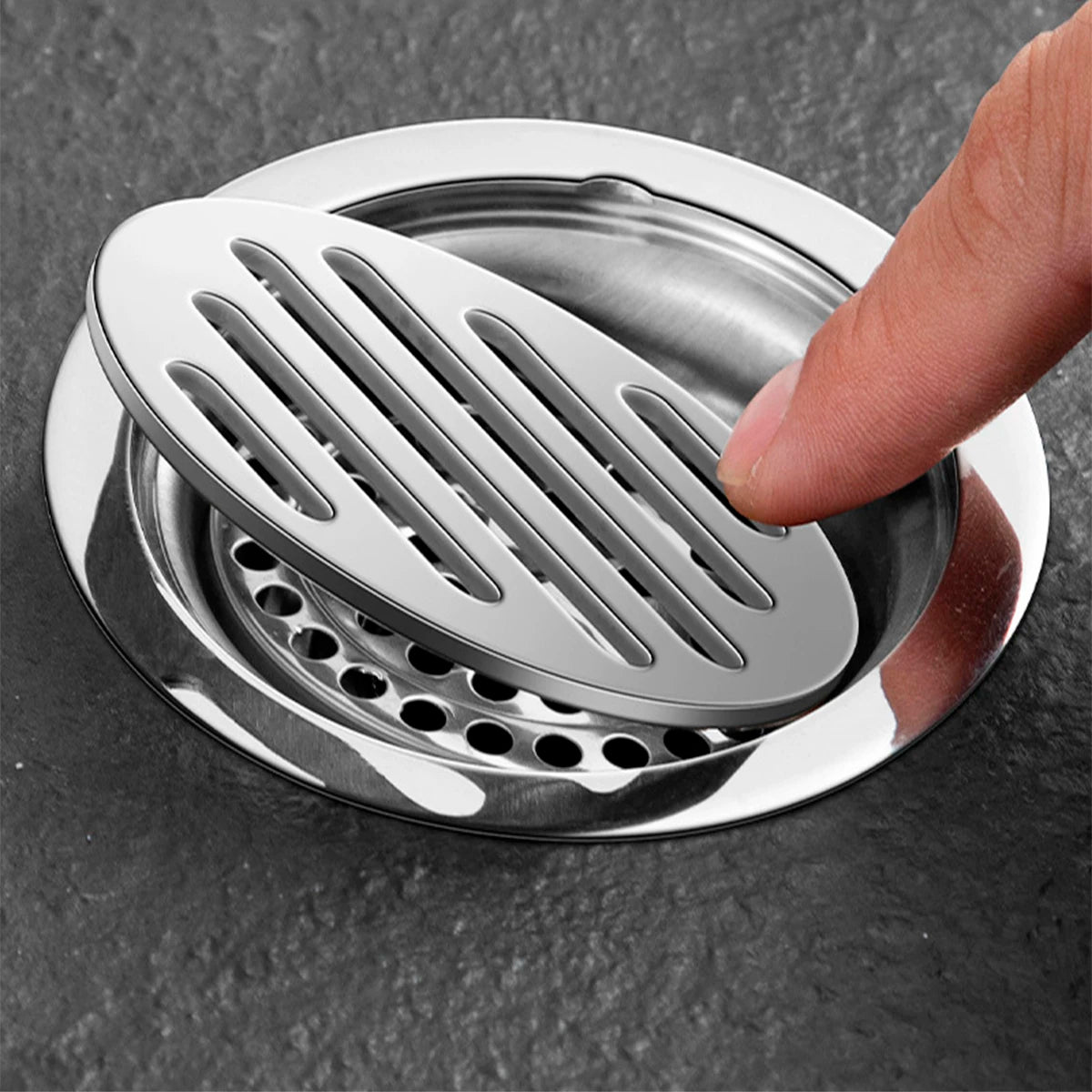 Ralo De Banheiro Inteligente Redondo Cromado Inox 10x10cm