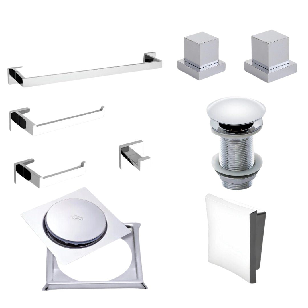 Kit Completo "Bella Essenza" - Conjunto de Acabamentos para Banheiro com 9 Peças