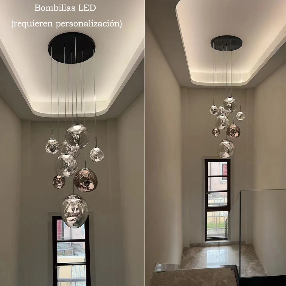 Conjunto Completo Lustre Pendente Moderno Luxuoso Macaron Nórdico