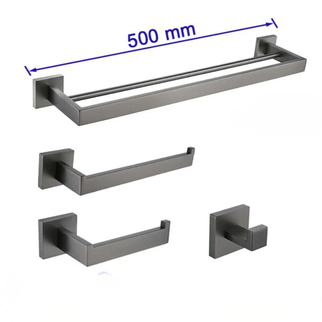 Kit Acessórios Para Banheiro Completo 5 Peças Inox Toalheiro De Banheiro Grafite Escovado