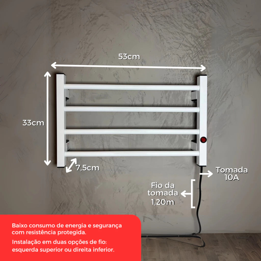 Toalheiro Térmico Porta Toalha Electrowood Aquece e Seca Toalhas