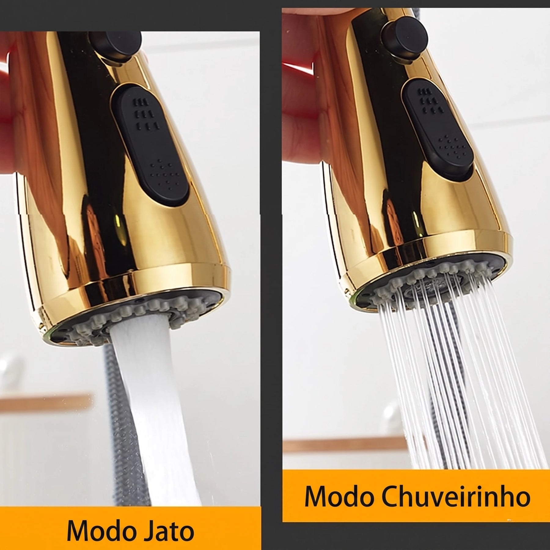 Torneira Gourmet com filtro Dourada e jato extensível - foto do produto 5
