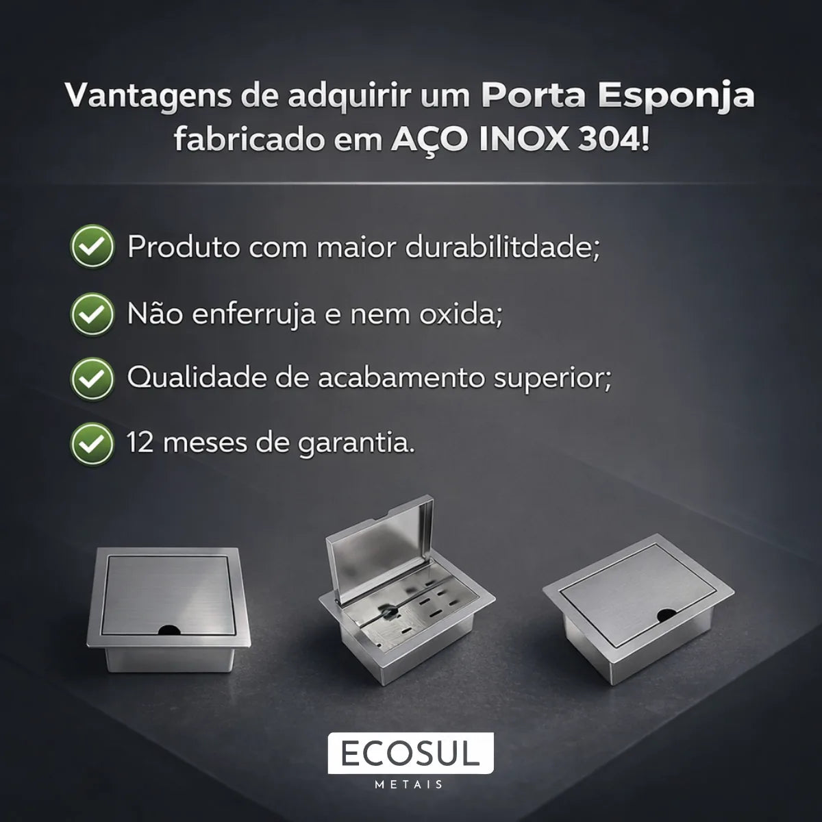 Porta esponja de embutir instalado em bancada gourmet