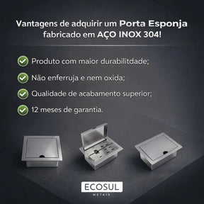 Porta esponja de embutir instalado em bancada gourmet