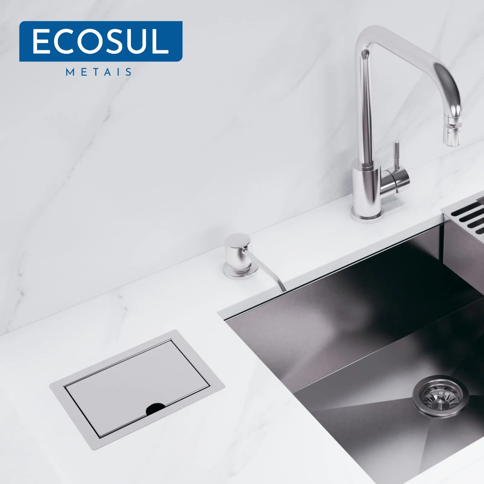 Dimensões de instalação do porta esponja de embutir para cozinha