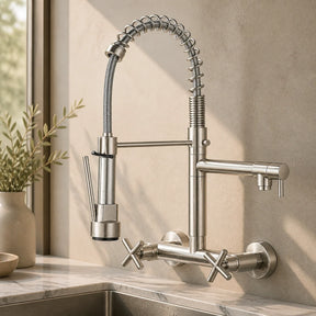Torneira Aura Cromado Escovado de parede para cozinha - foto do produto 5