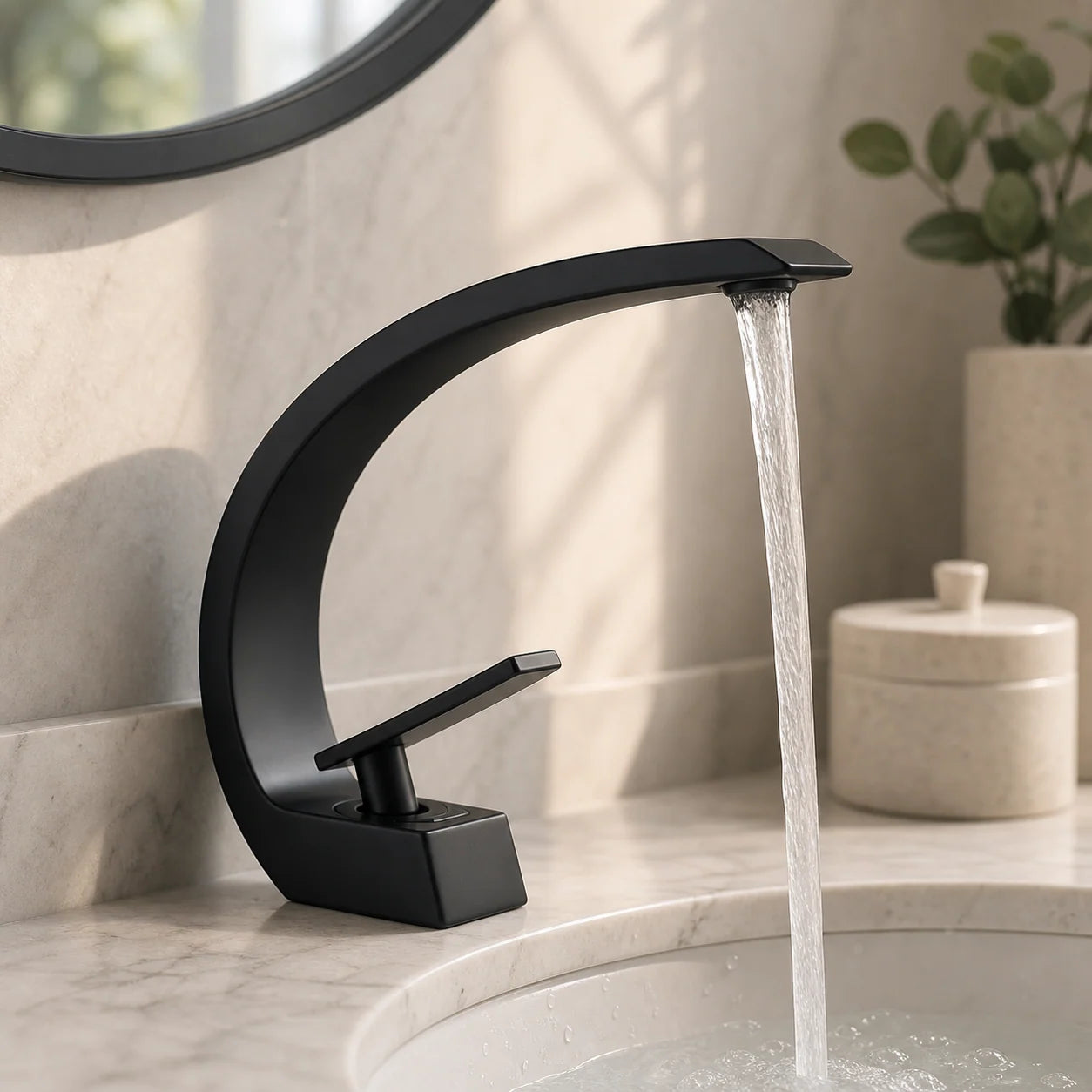 Torneira para banheiro Luxury Preto Fosco quente e fria - foto do produto 6