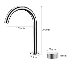 Torneira Misturador Banheiro Cascata Bancada 360° Aço Inox 2 Furos Cromada Brilhante