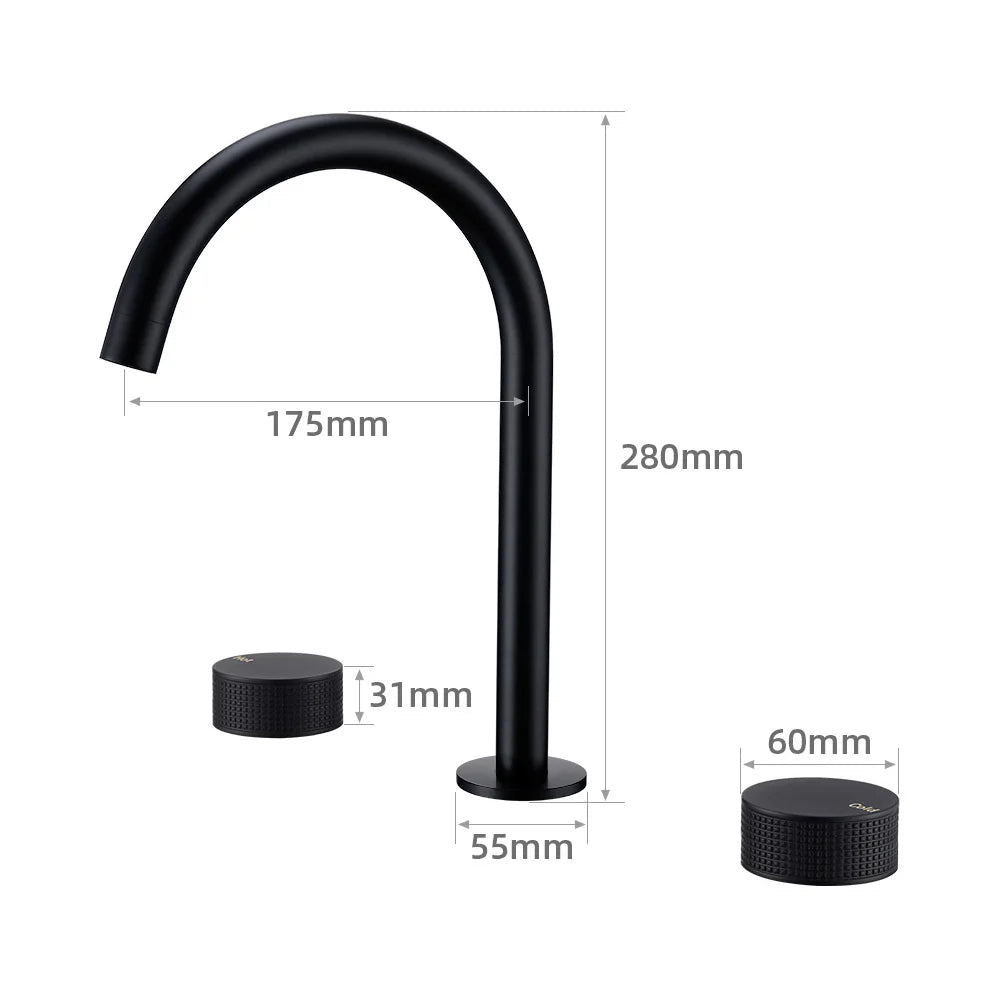 Torneira Misturador Banheiro 3 Furos com Bica 360°