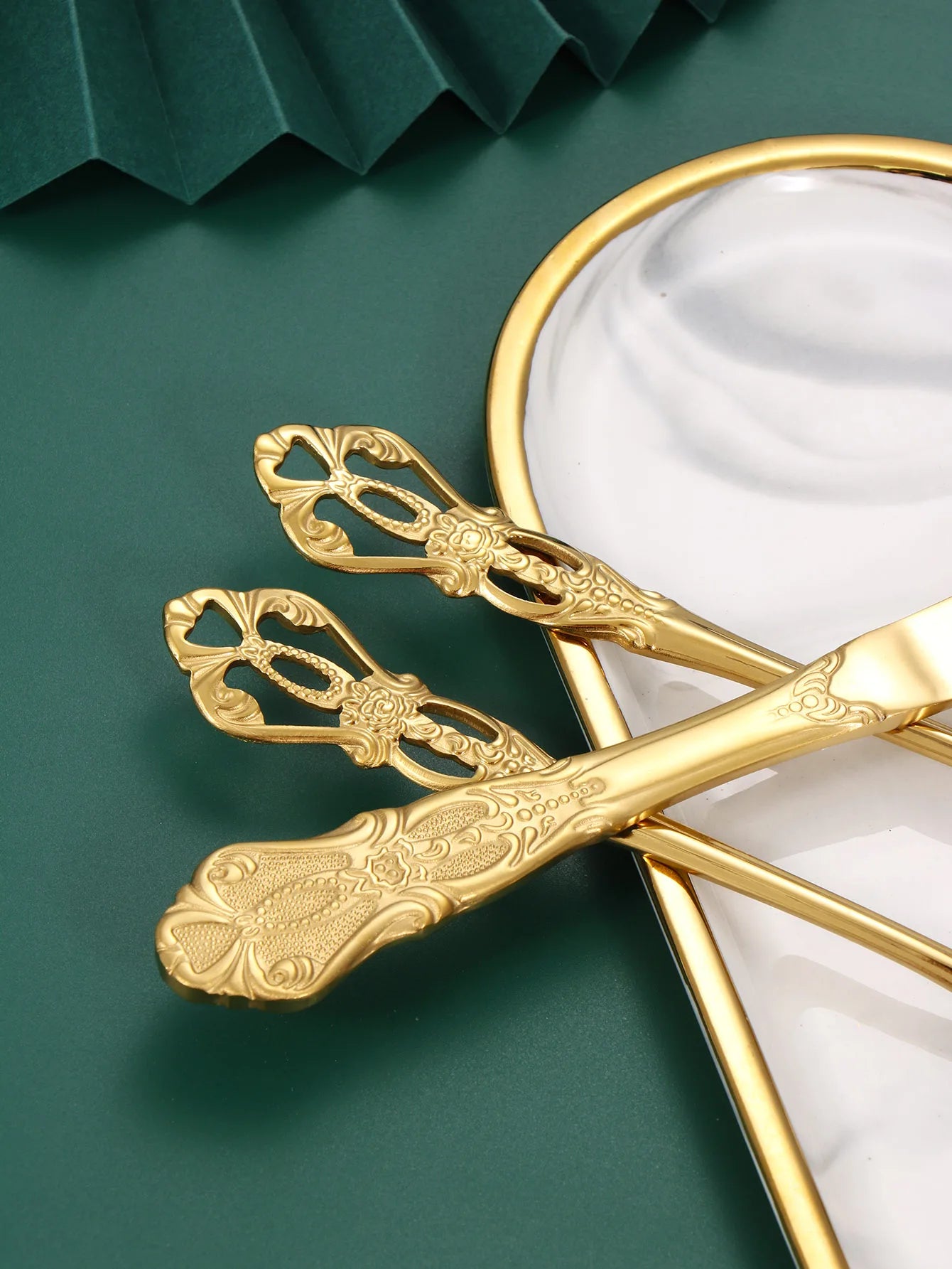 Conjunto Talher 30 Pcs Dourado Aço inoxidável