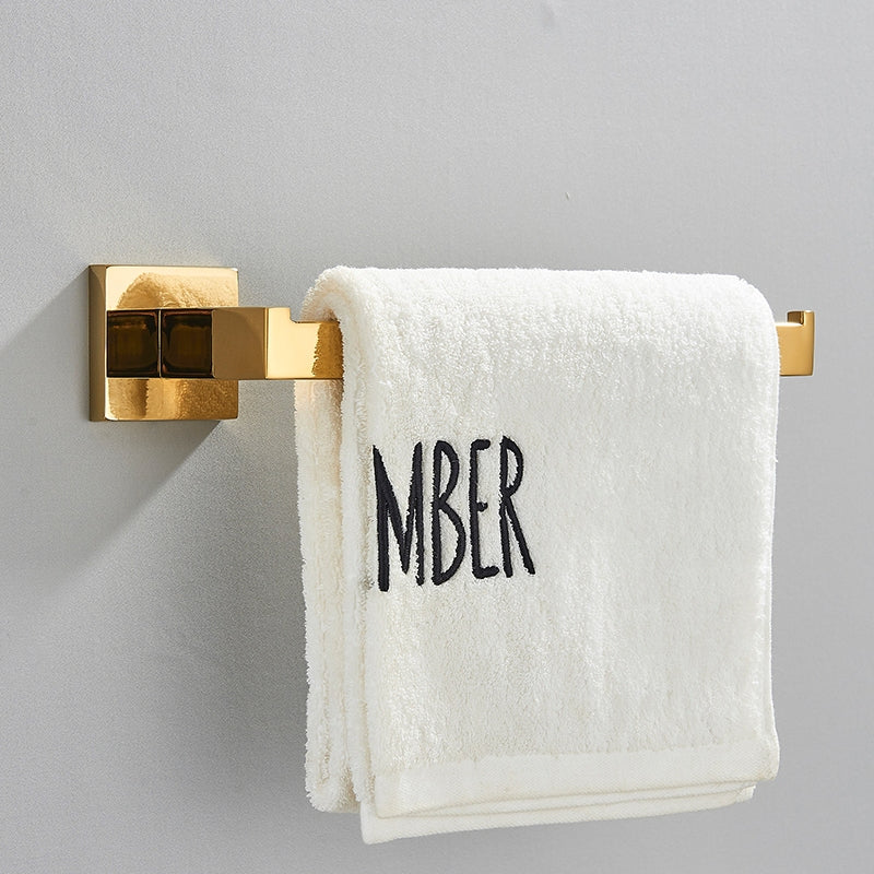Porta Toalha Rosto Para Banheiro 26cm Quadrado Inox — Dourado