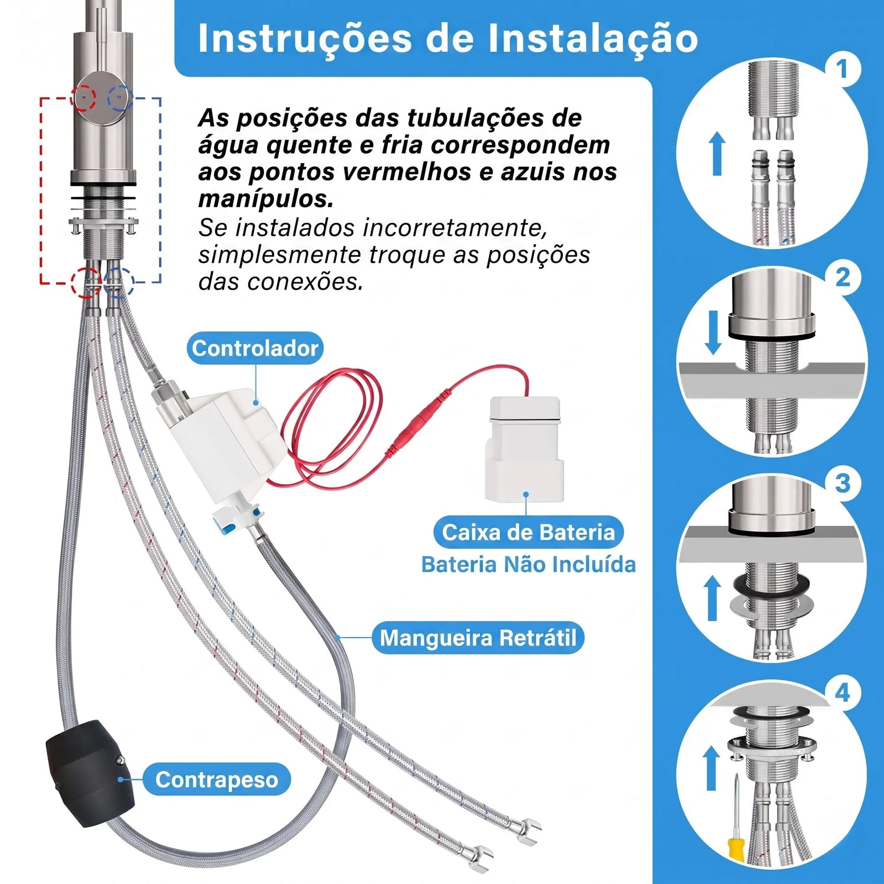 Torneira Touch 360 Cromado Brilhante para cozinha - foto do produto 3