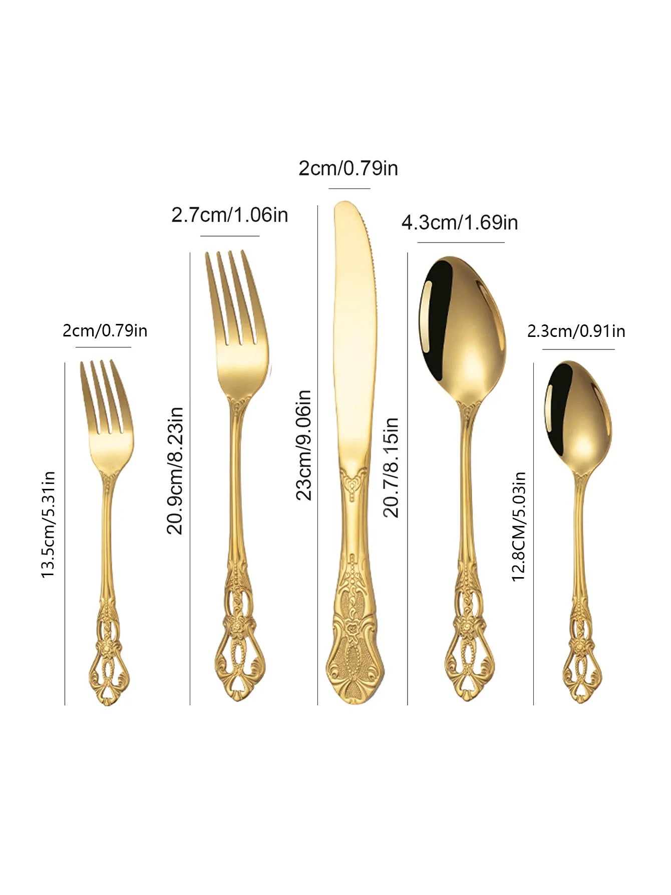 Conjunto Talher 30 Pcs Dourado Aço inoxidável