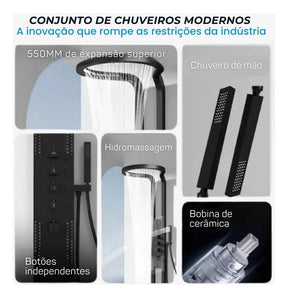 Ducha De Inox Com Hidromassagem Cascata Modelo Round