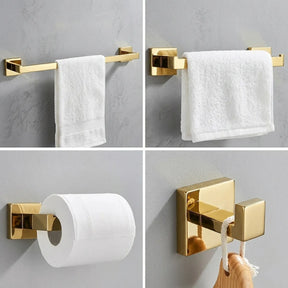 Kit Acessórios para Banheiro 4 Peças Inox Dourado 60cm