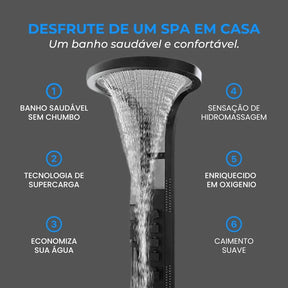 Ducha De Inox Com Hidromassagem Cascata Modelo Round