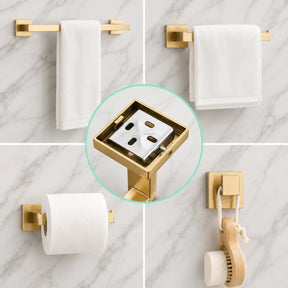 Kit Acessórios para Banheiro 4 Peças Inox Dourado 60cm