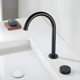 Torneira Misturador Banheiro Cascata Bancada 360° Aço Inox 2 Furos Preto Fosco