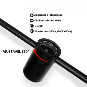 Arandela Linear de Parede Interna Ajustável 360° Dimerizável Touch LED