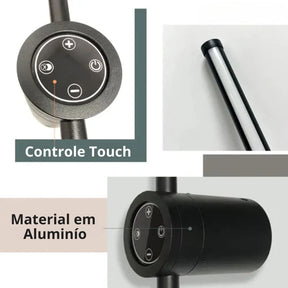 Arandela Linear de Parede Interna Ajustável 360° Dimerizável Touch LED