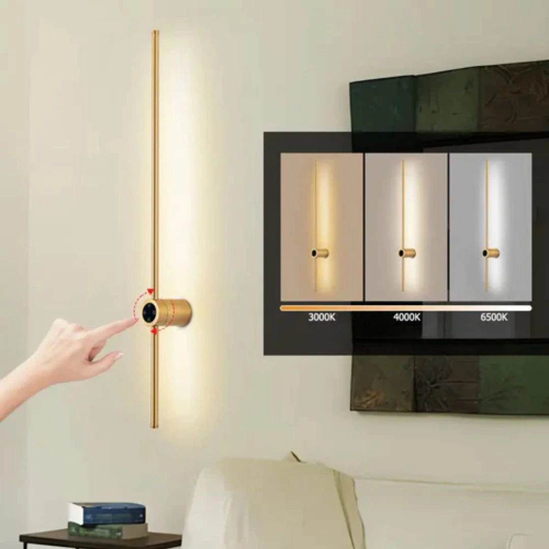 Arandela Linear de Parede Interna Ajustável 360° Dimerizável Touch LED