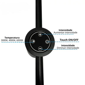 Arandela Linear de Parede Interna Ajustável 360° Dimerizável Touch LED