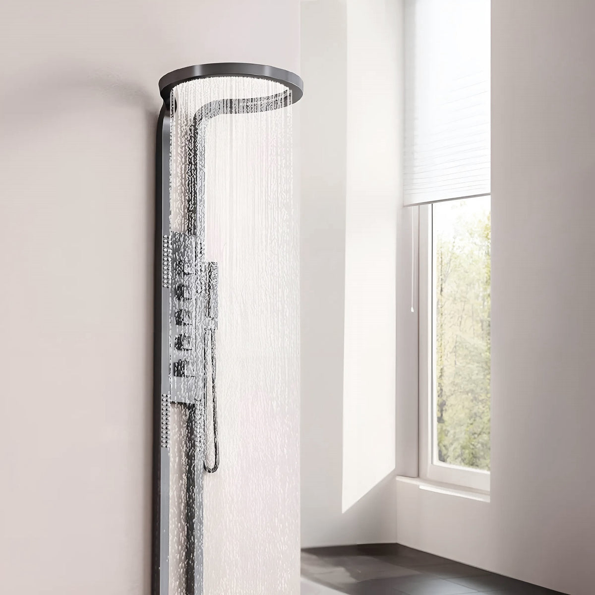 Ducha De Inox Com Hidromassagem Cascata Modelo Round