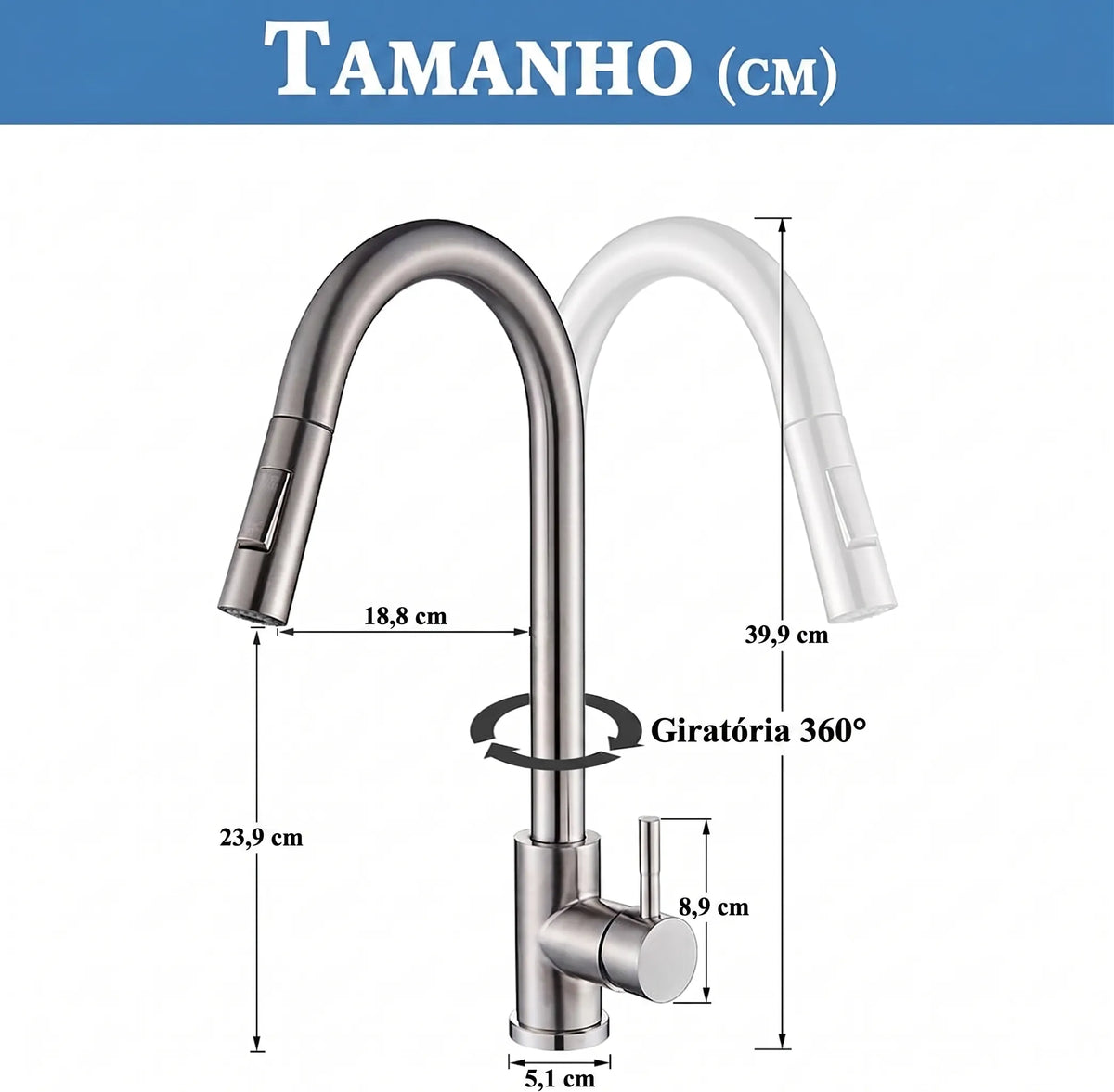 Torneira Touch 360 Níquel Escovado para cozinha - foto do produto 2