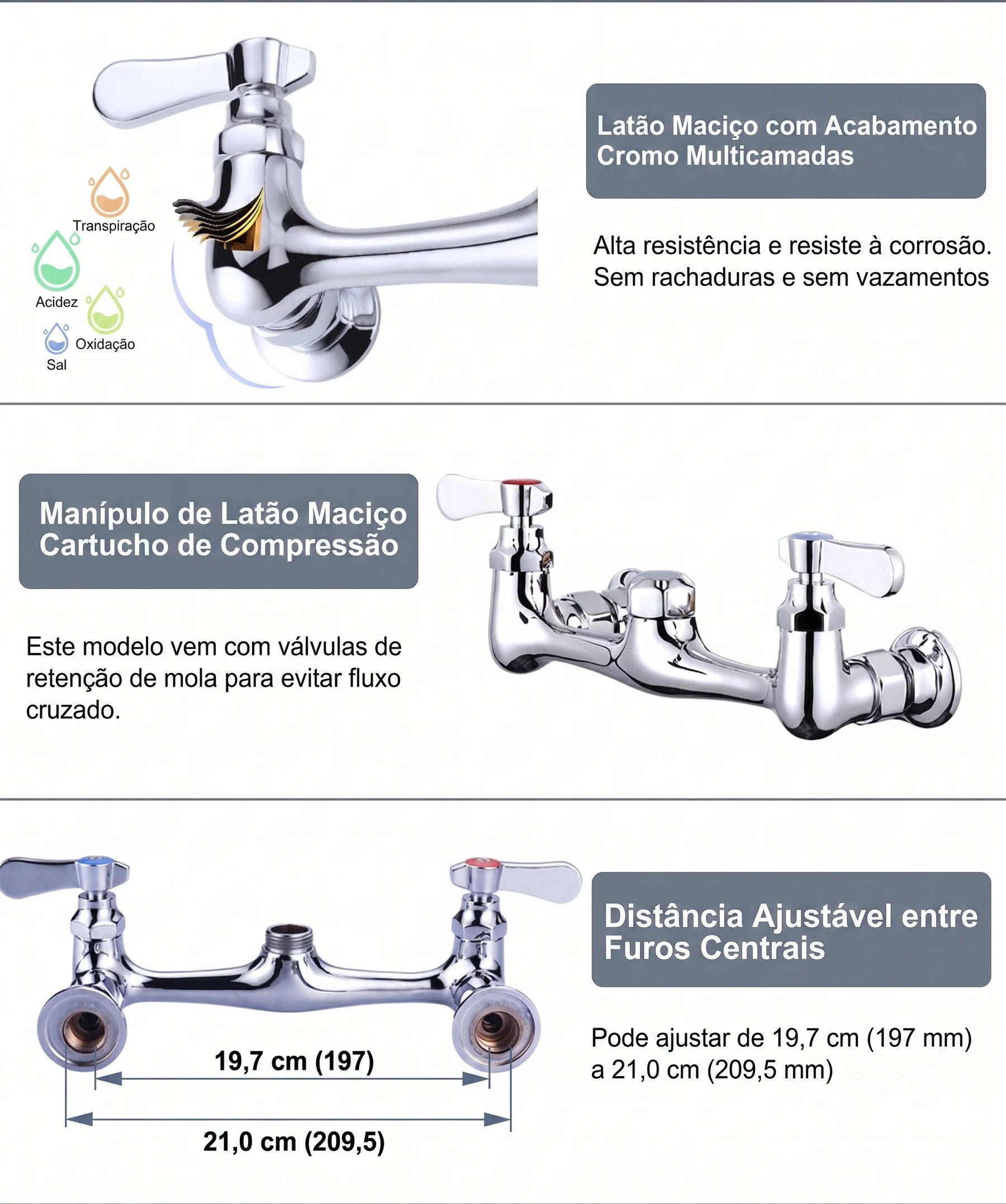 Torneira de Cozinha Industrial Comercial Pré-Lavagem Cromado