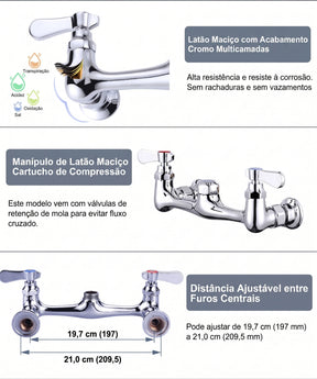 Torneira de Cozinha Industrial Comercial Pré-Lavagem Cromado