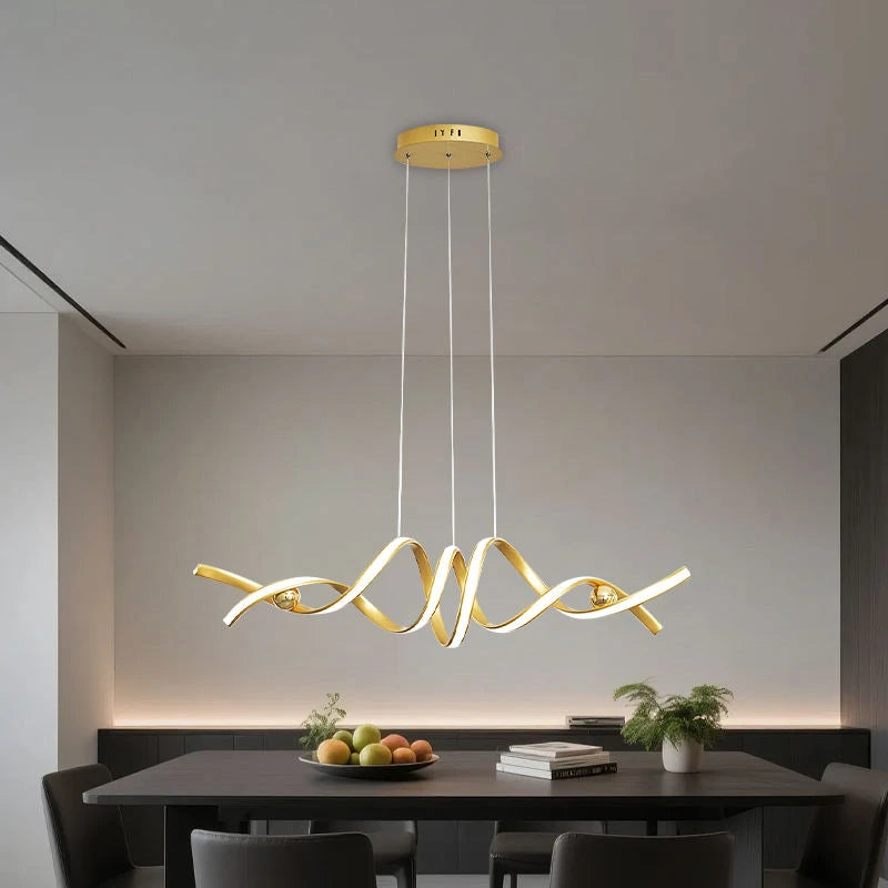 Lustre Pendente de Linear Ondas Minimalista - Toque De Casa