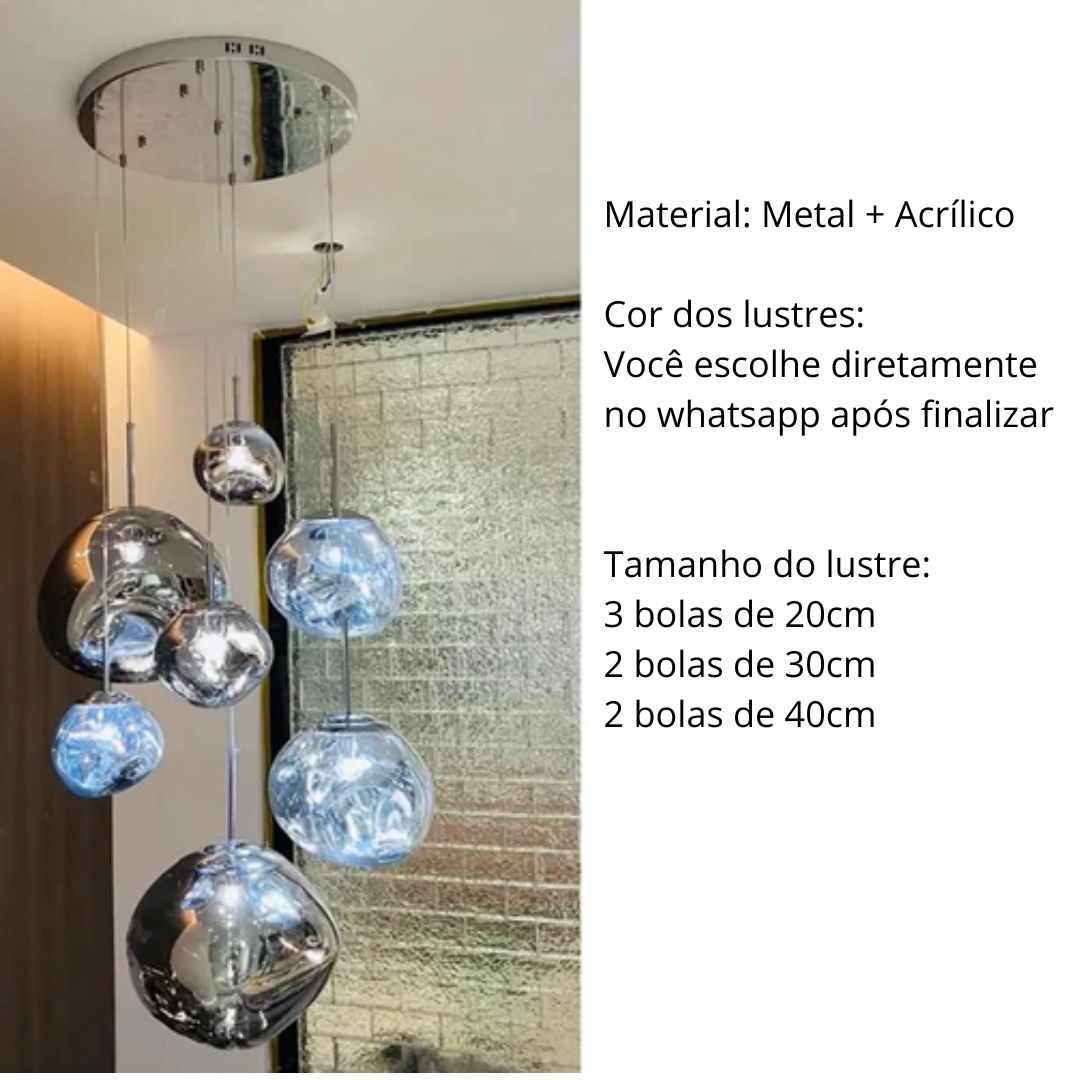 Conjunto Completo Lustre Pendente Moderno Luxuoso Macaron Nórdico