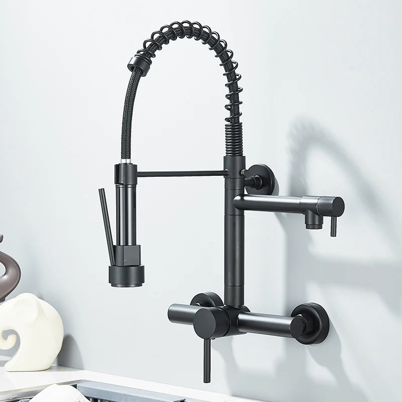 Torneira De Parede Para Cozinha Misturador Modelo Pull Out — Preto