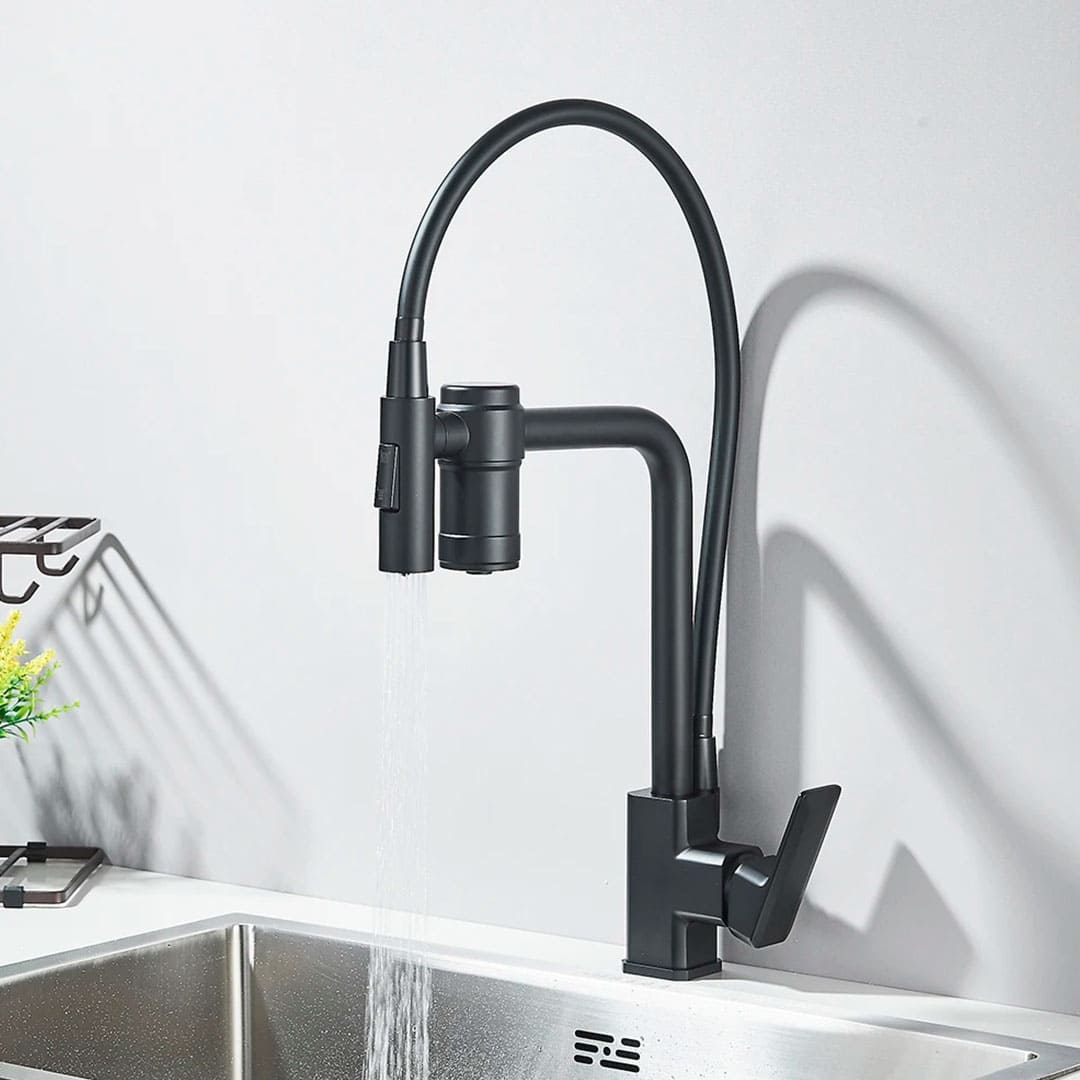 Torneira Para Cozinha Com Filtro Gourmet Modelo 2 em 1 Com Misturador — Preto