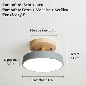 Luminária de Teto Plafon Redondo Led Estilo Nórdico