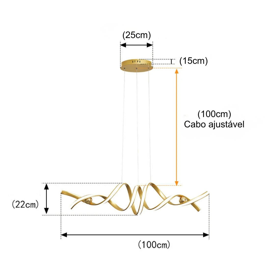 Lustre Pendente de Linear Ondas Minimalista - Toque De Casa