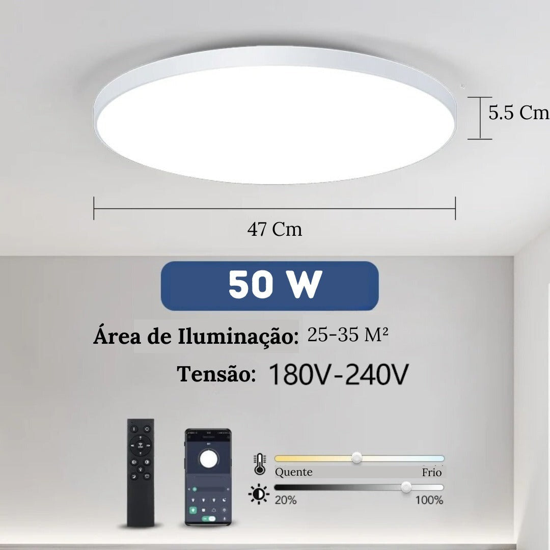 Luminária de Teto Plafon Led Sobrepor Redondo Moderno Com Controle