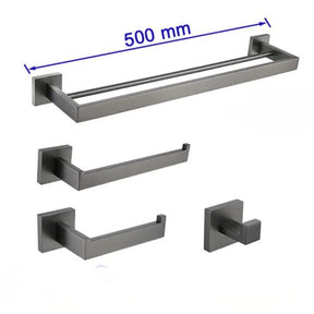 Kit Acessórios Para Banheiro Completo 5 Peças Inox Toalheiro De Banheiro Grafite Escovado
