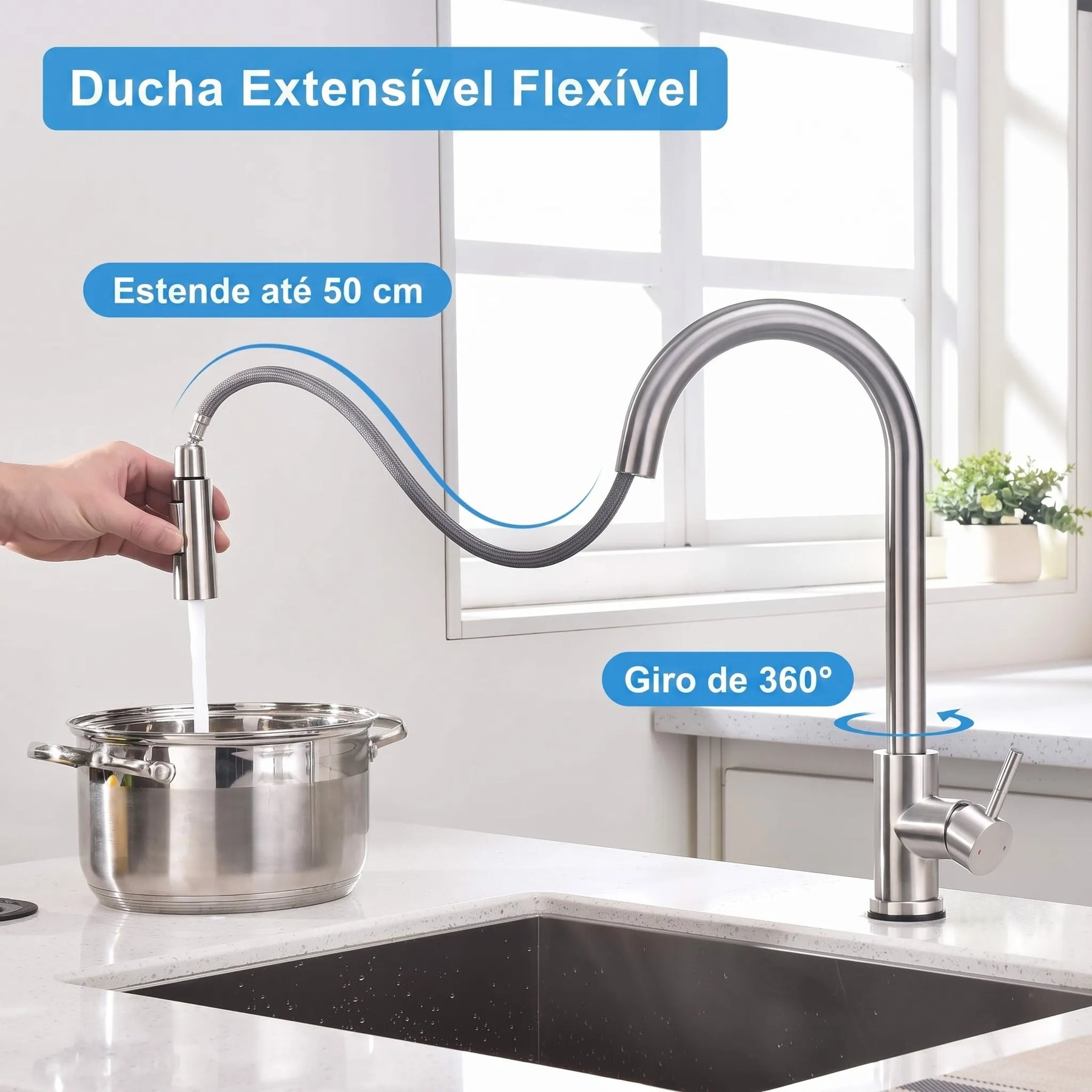 Torneira Touch 360 Cromado Brilhante para cozinha - foto do produto 2