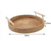 Bandeja Decorativa Para Cantinho Do Café De Rattan Redonda - Toque De Casa