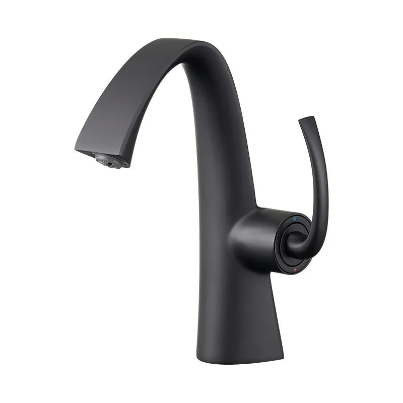 Torneira Para Banheiro Monocomando Com Misturador Minimalista Moderna Satin — Preto