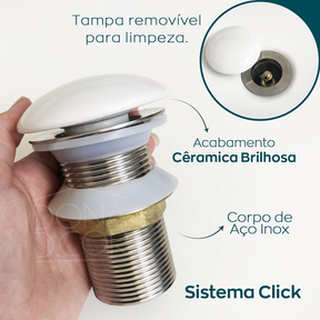 Ralo Pia 1 1/4 Ceramica Valvula Click Branca Cuba Banheiro escoamento lavatorio lavabo válvula click,
valvula click pia banheiro,
valvula de click para cuba,
Metais,