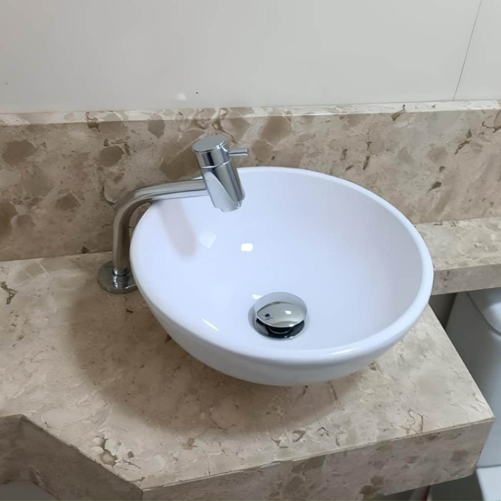Torneira Banheiro 3030 Redonda baixa Lavatório Mesa Bica Fixa 1/4 Volta Metal