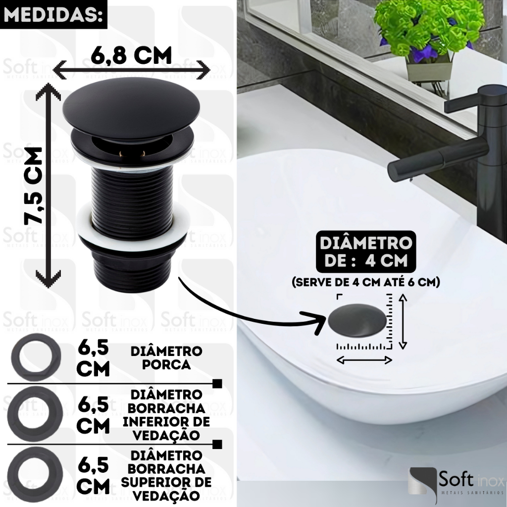 Válvula Click De Inox Ralo P/ Cuba Pia de Banheiro Lavatório 1.1/4 Preto Black de 4cm
válvula click,
valvula click pia banheiro,
valvula de click para cuba,
Metais,