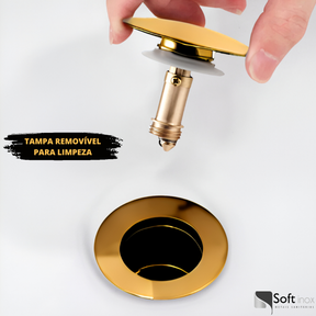 Válvula Click De Inox Ralo P/ Cuba Pia de Banheiro Lavatório 7/8 Dourada Gold 3cm