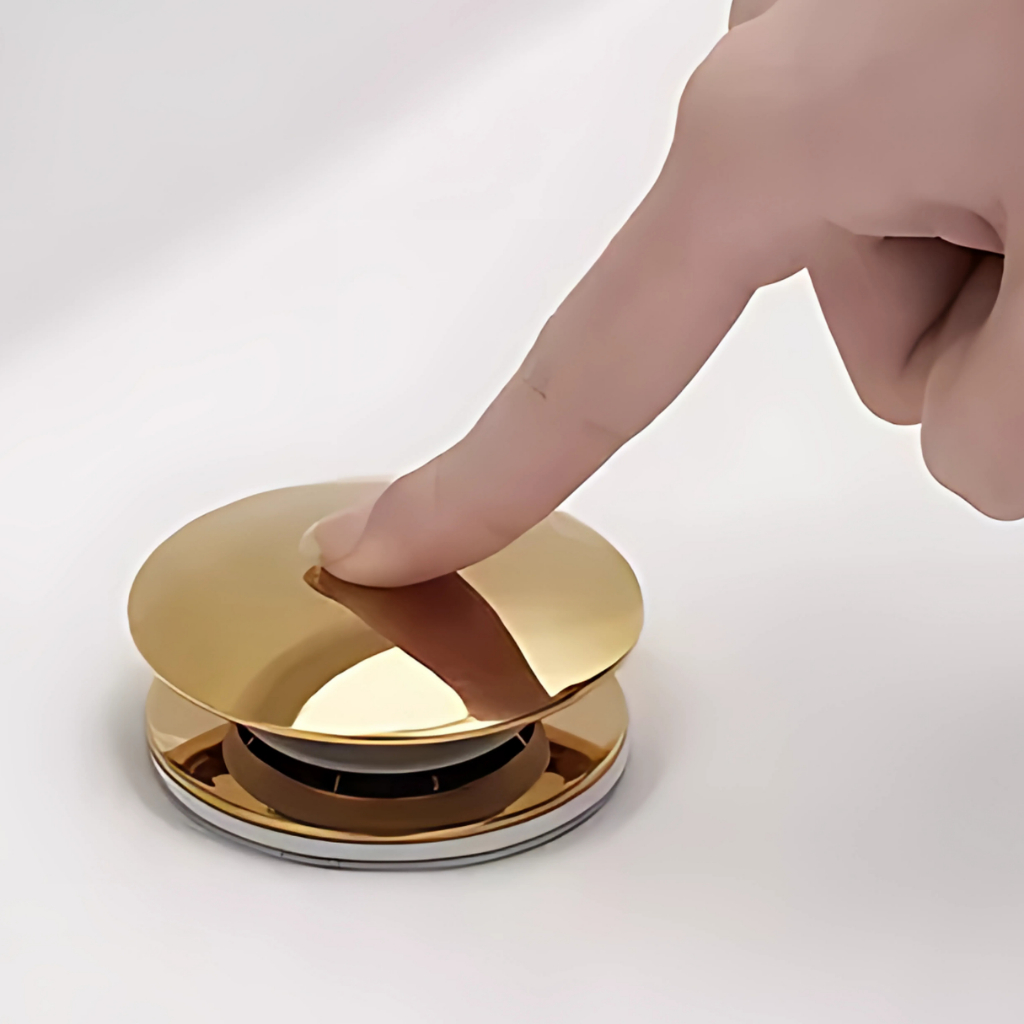 Válvula Click De Inox Ralo P/ Cuba Pia de Banheiro Lavatório 7/8 Dourada Gold 3cm