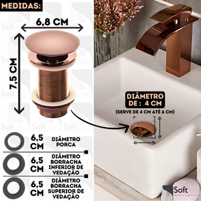 Válvula Click De Inox Ralo P/ Cuba Pia de Banheiro Lavatório 1.1/4 Rose Gold válvula click,
valvula click pia banheiro,
valvula de click para cuba,
Metais,de 4cm