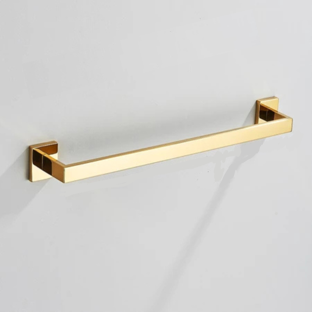 Porta Toalha De Banheiro Inox Quadrado Suporte Toalheiro 40/60cm — Dourado