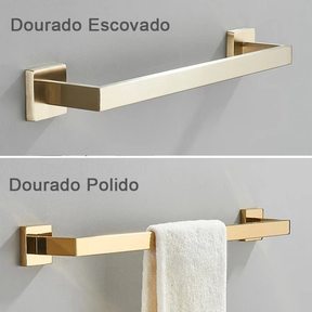 Porta Toalha De Banheiro Inox Quadrado Suporte Toalheiro 40/60cm Preto/Ouro Brilhante/ Ouro fosco/Cromado