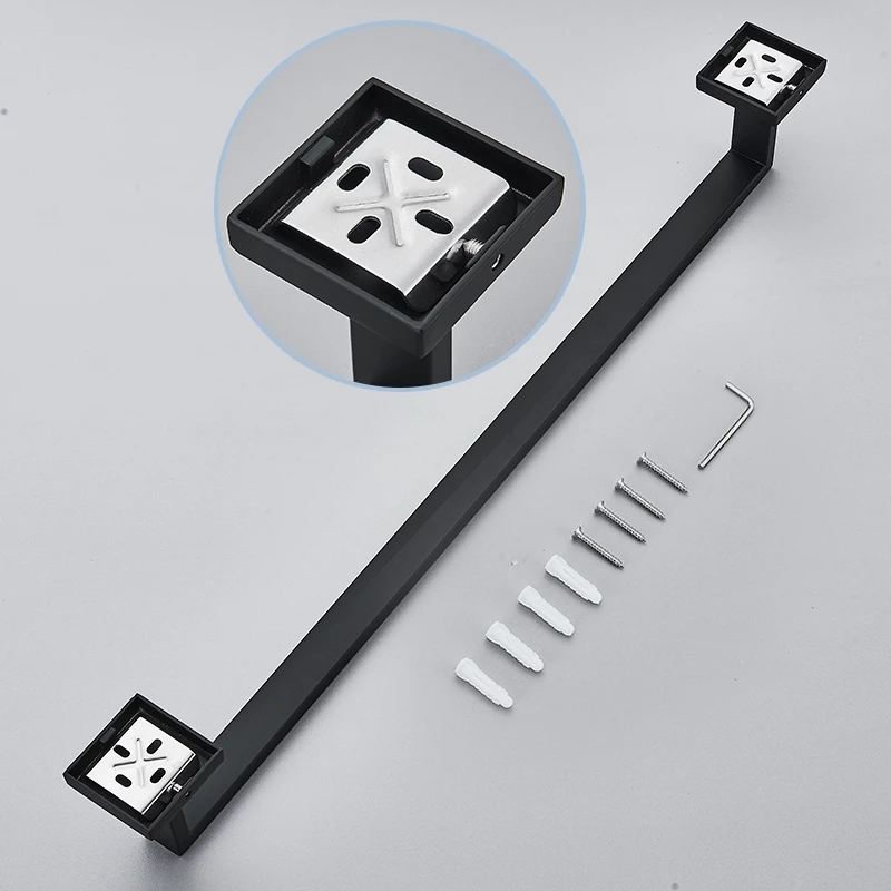 Porta Toalha De Banheiro Inox Quadrado Suporte Toalheiro 40/60cm Preto/Ouro Brilhante/ Ouro fosco/Cromado